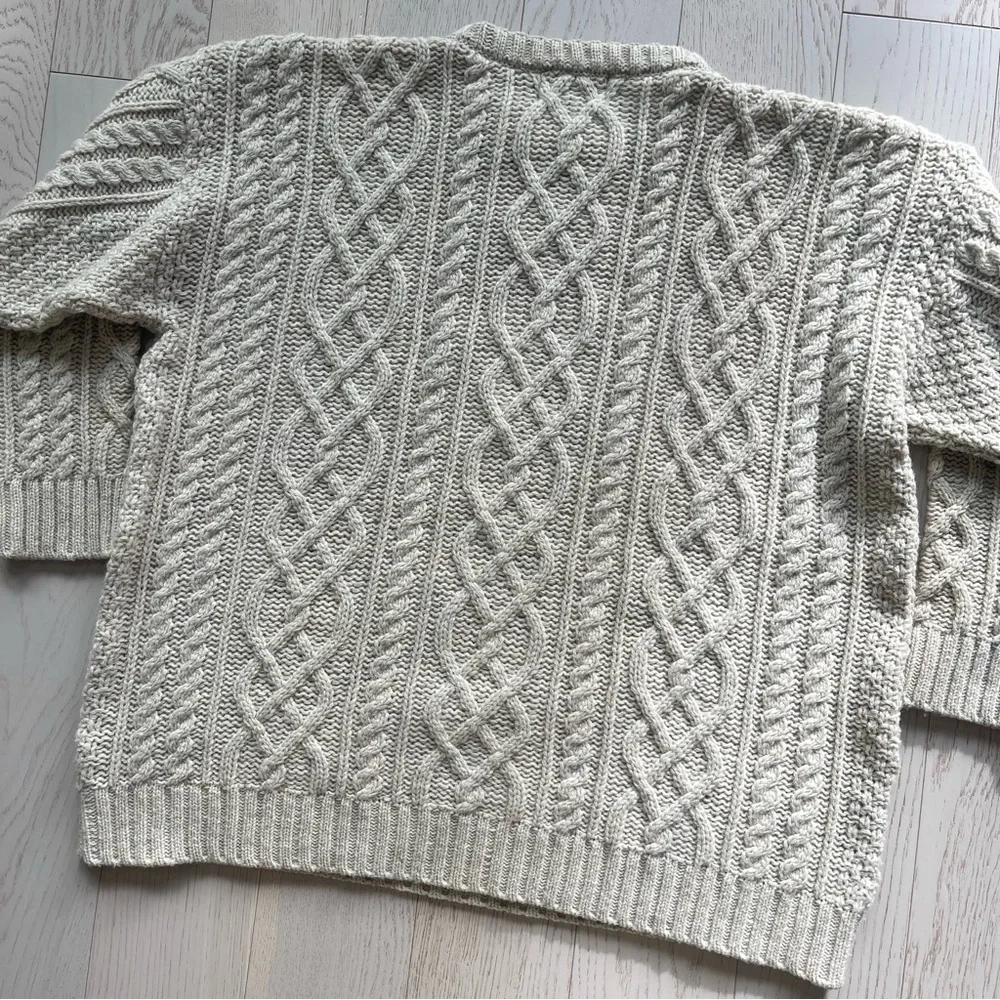 Vintage Doogan Donegal Cream 100% Wool Aran fisherman cable knit Irish sweater - Picture 13 of 13